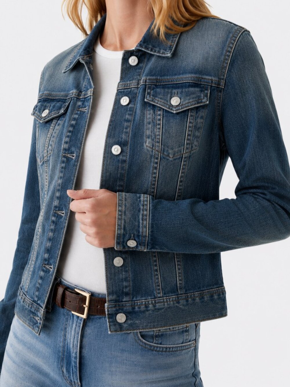 Gap Stretch Denim Jacket Long Sleeve Vintage Blue Large